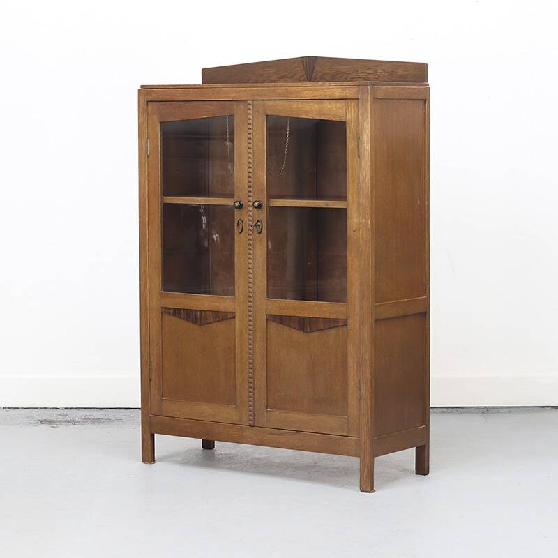Antique Dutch Art Deco Bookcase or Liquor Cabinet