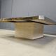 Vintage belgochrom 23kt gold and travertine coffee table , 1970s