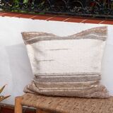 Housse de cousin beige - artisanale tissé main en coton recyclé