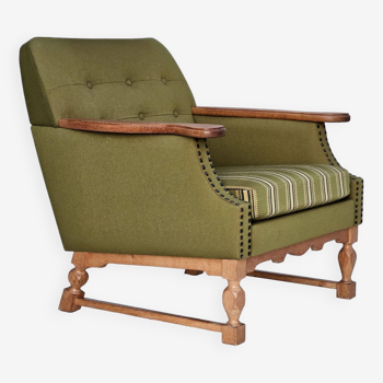 1970s, Danish lounge chair, wool, oak