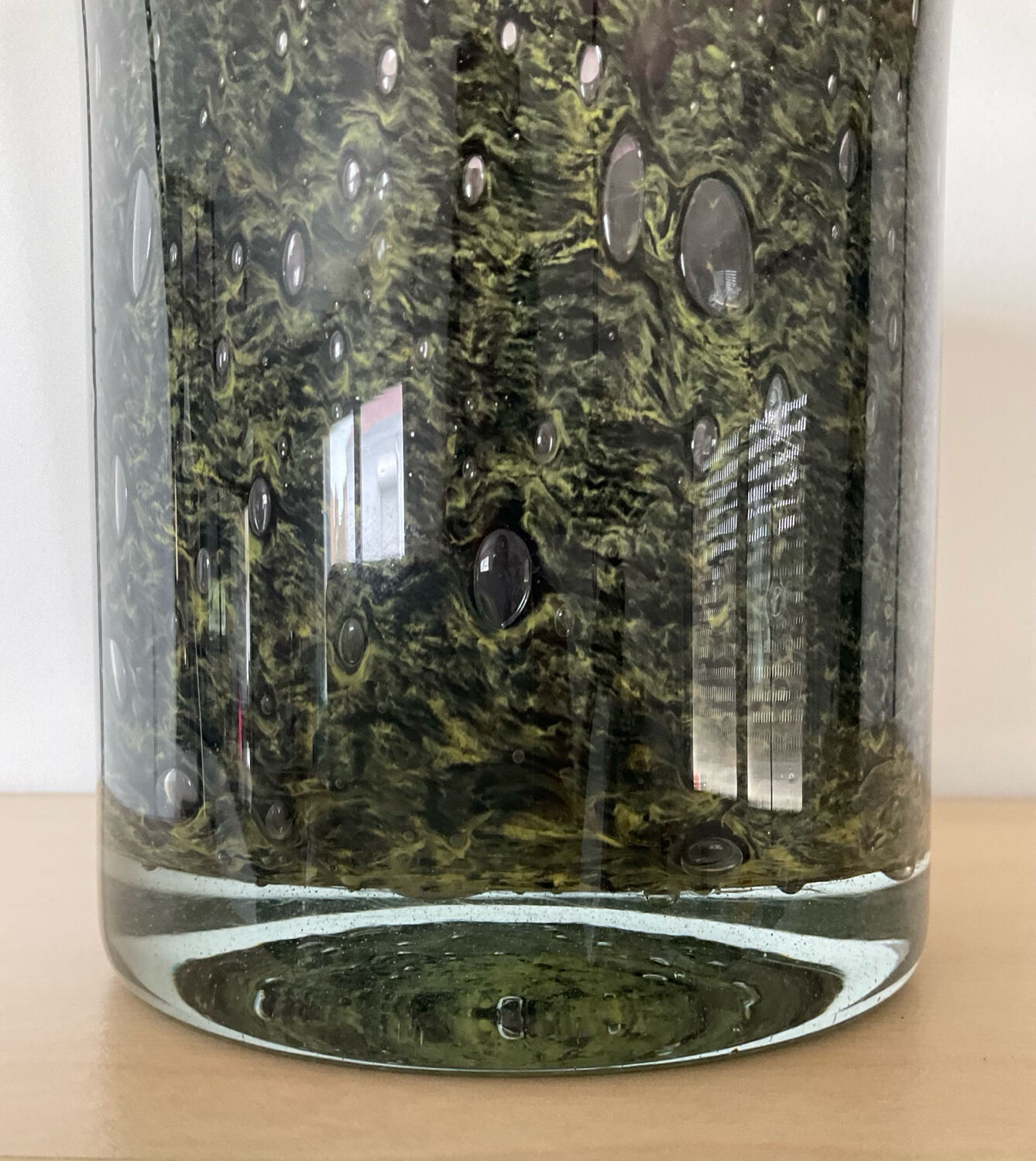 Pair of vintage flowerpots in bubbled glass paste