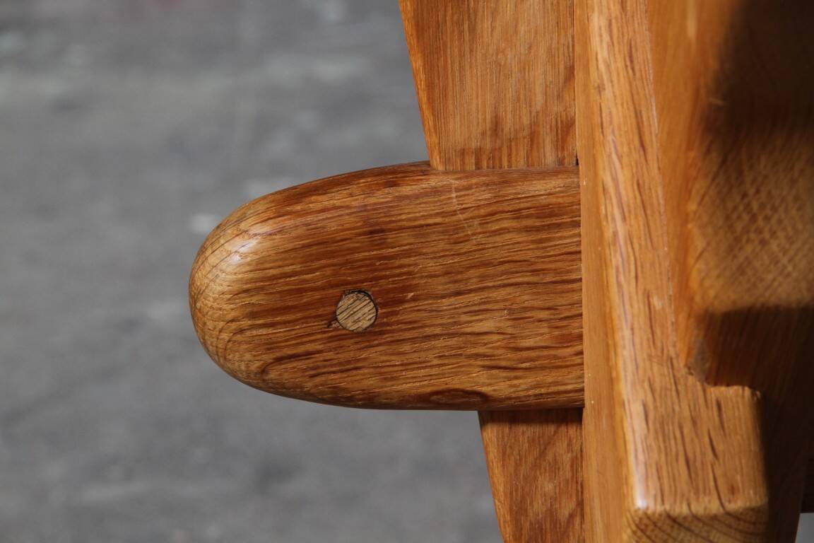 Vintage danish brutalist oak dining table
