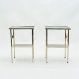 Pair pieces of gold metal glass opalin black 1960s