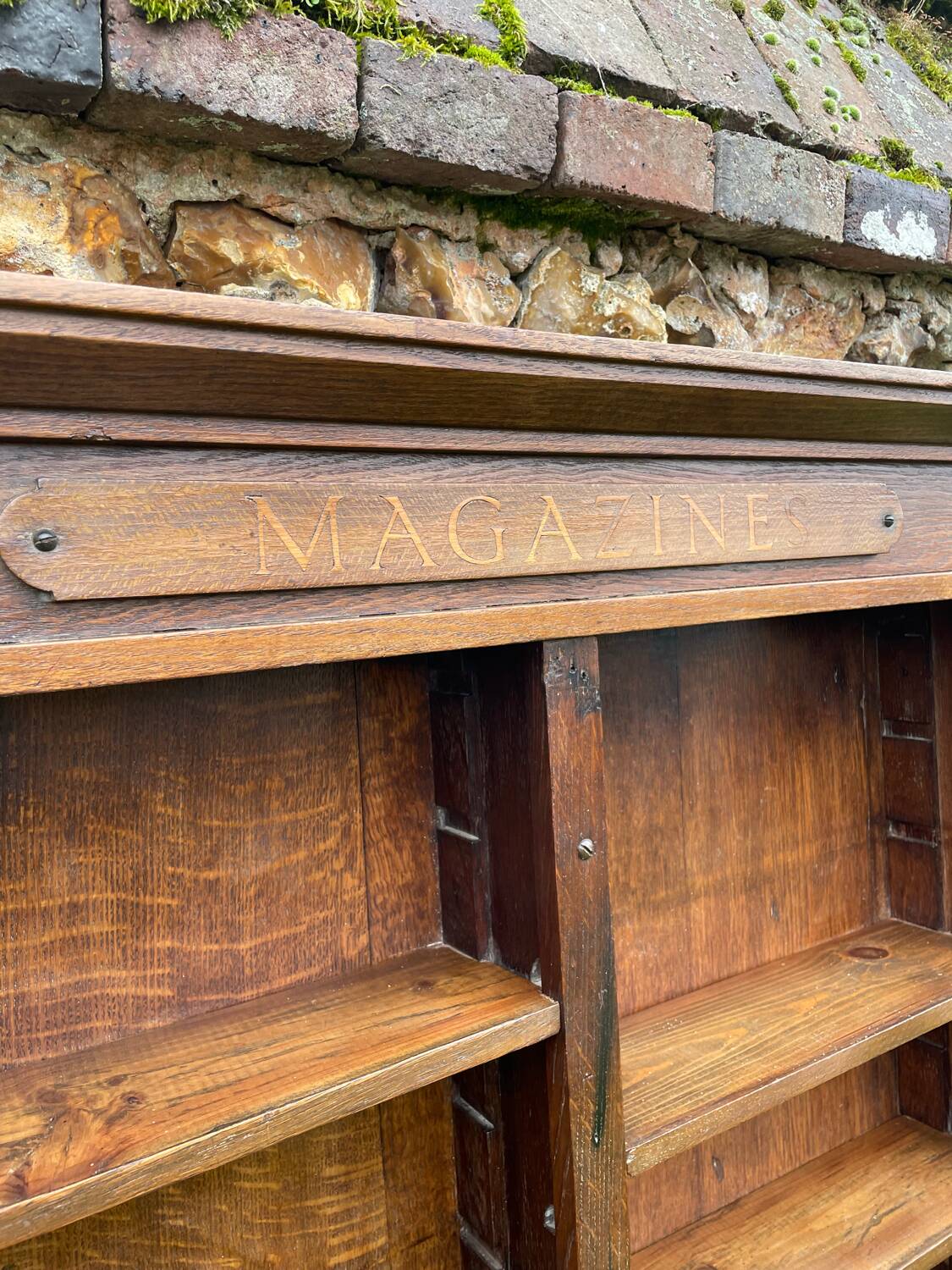 Antique oak wall shelf