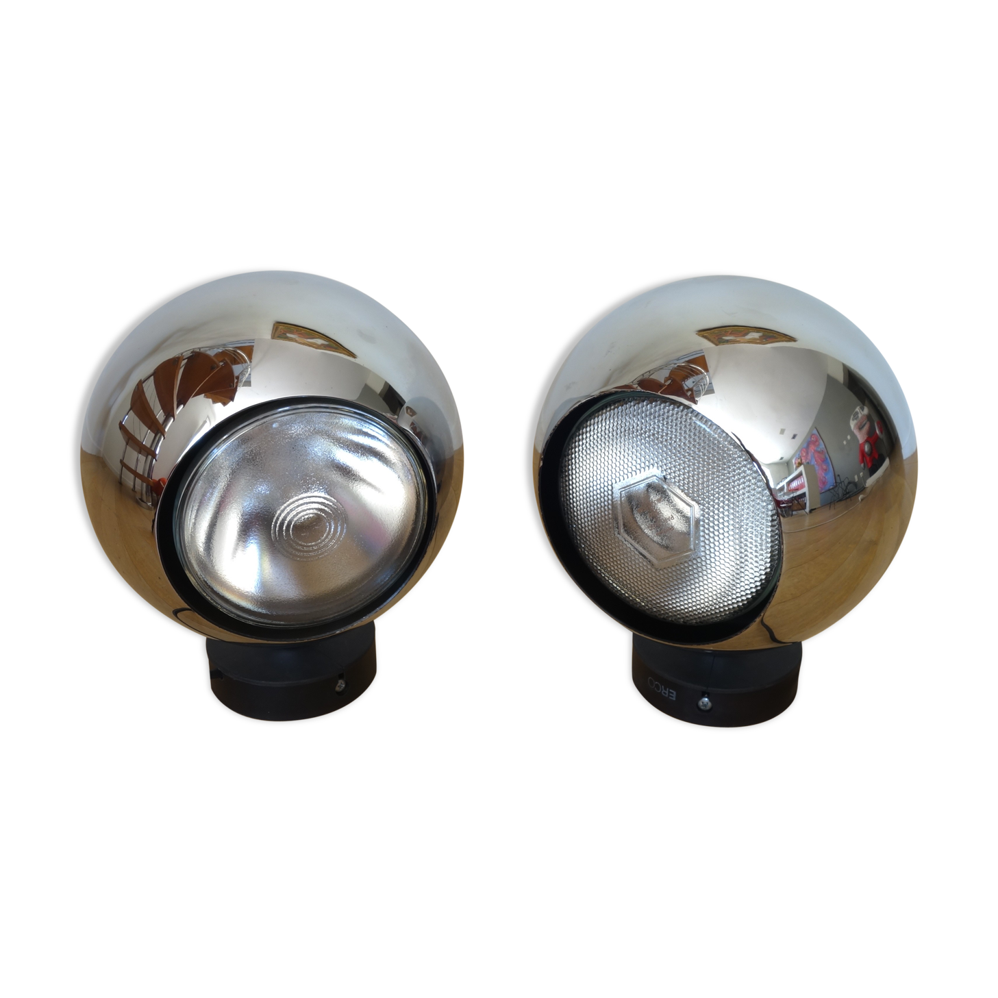 Pair of spherical table lamps circa 1970