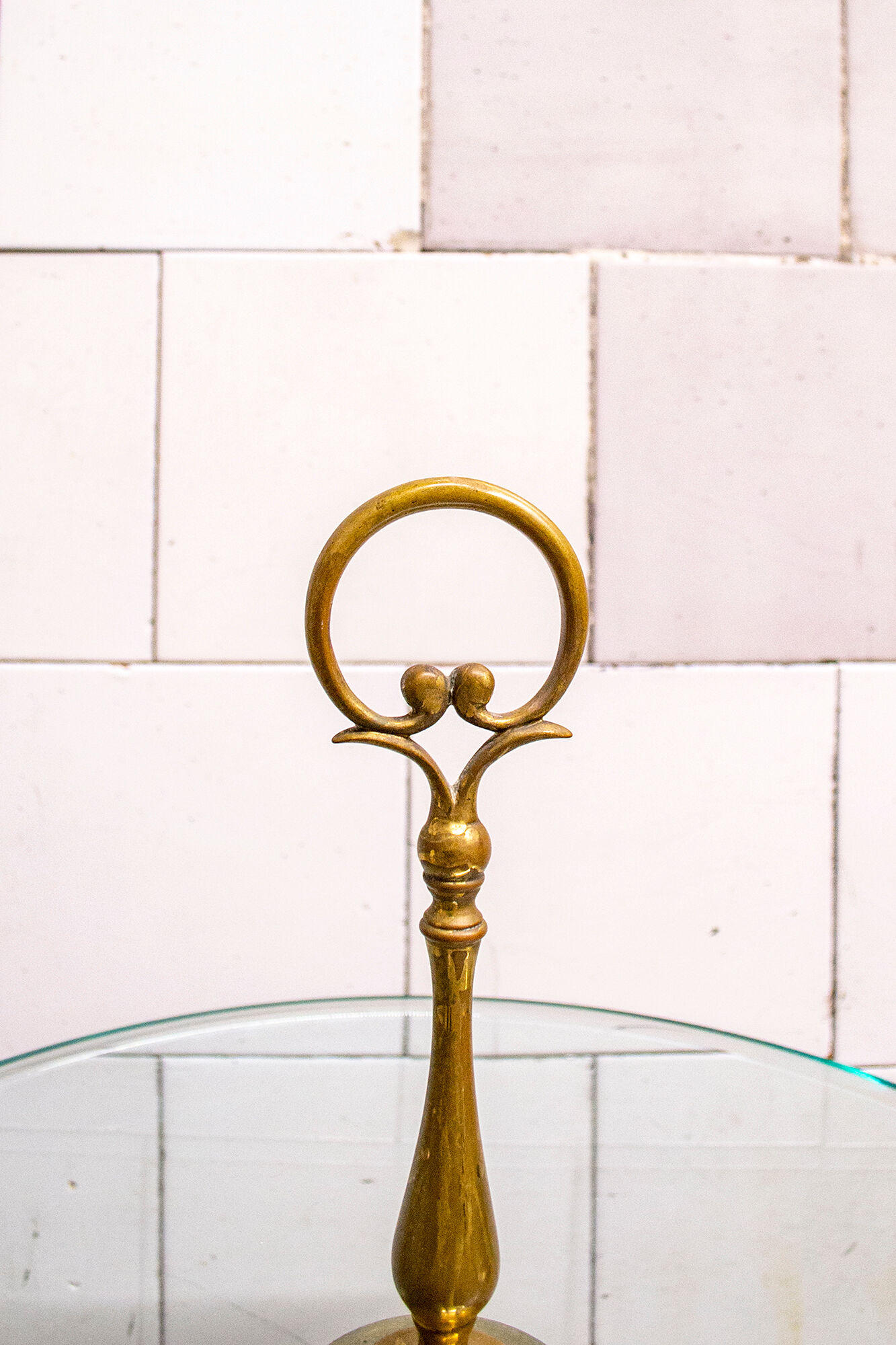 Coffee table in brass and glass, 50s ITalia