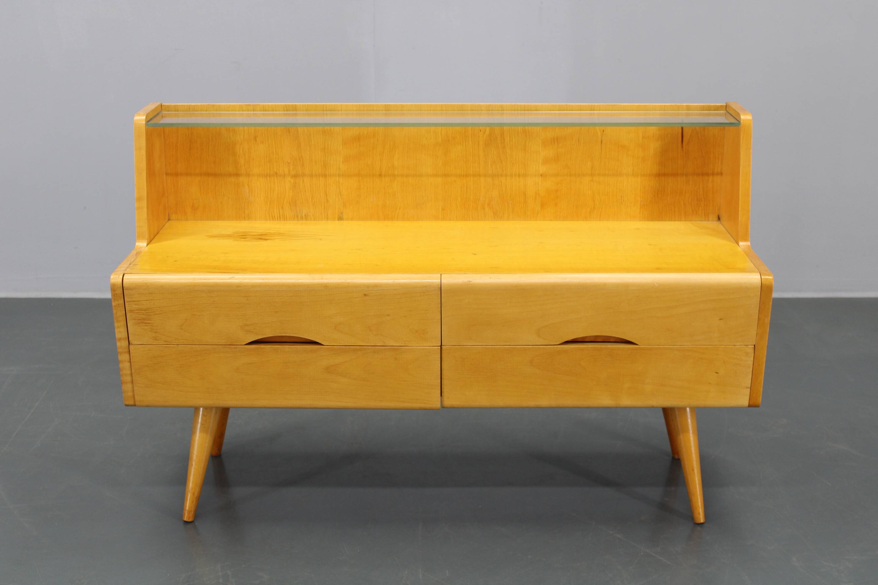1960s Chest of Drawers with Glass Shelf ,Czechoslovakia