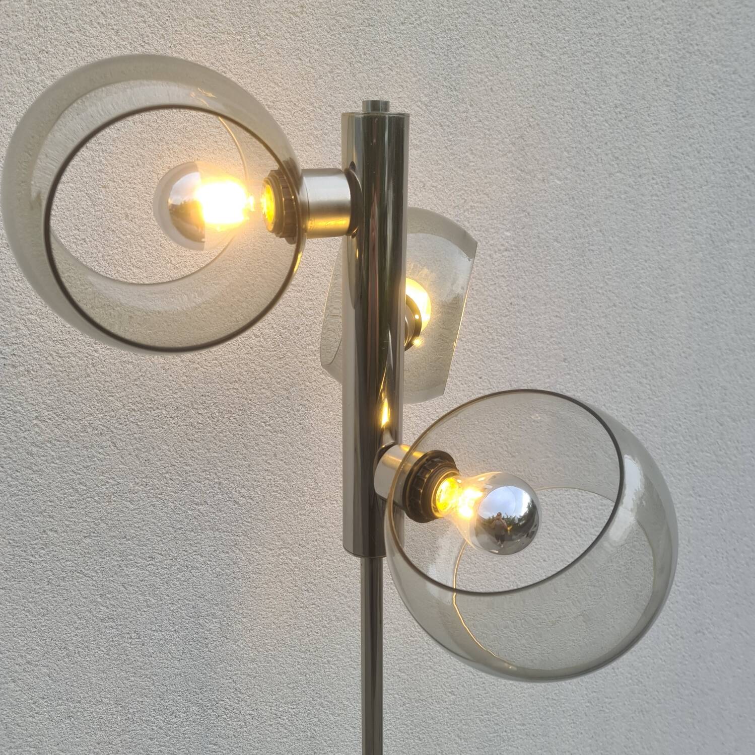 Vintage 1970s space age 3-light floor lamp