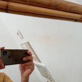 Miroir vintage en bambou années 60 65*45cm