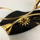 Arlus black and brass opaline sconces 1960