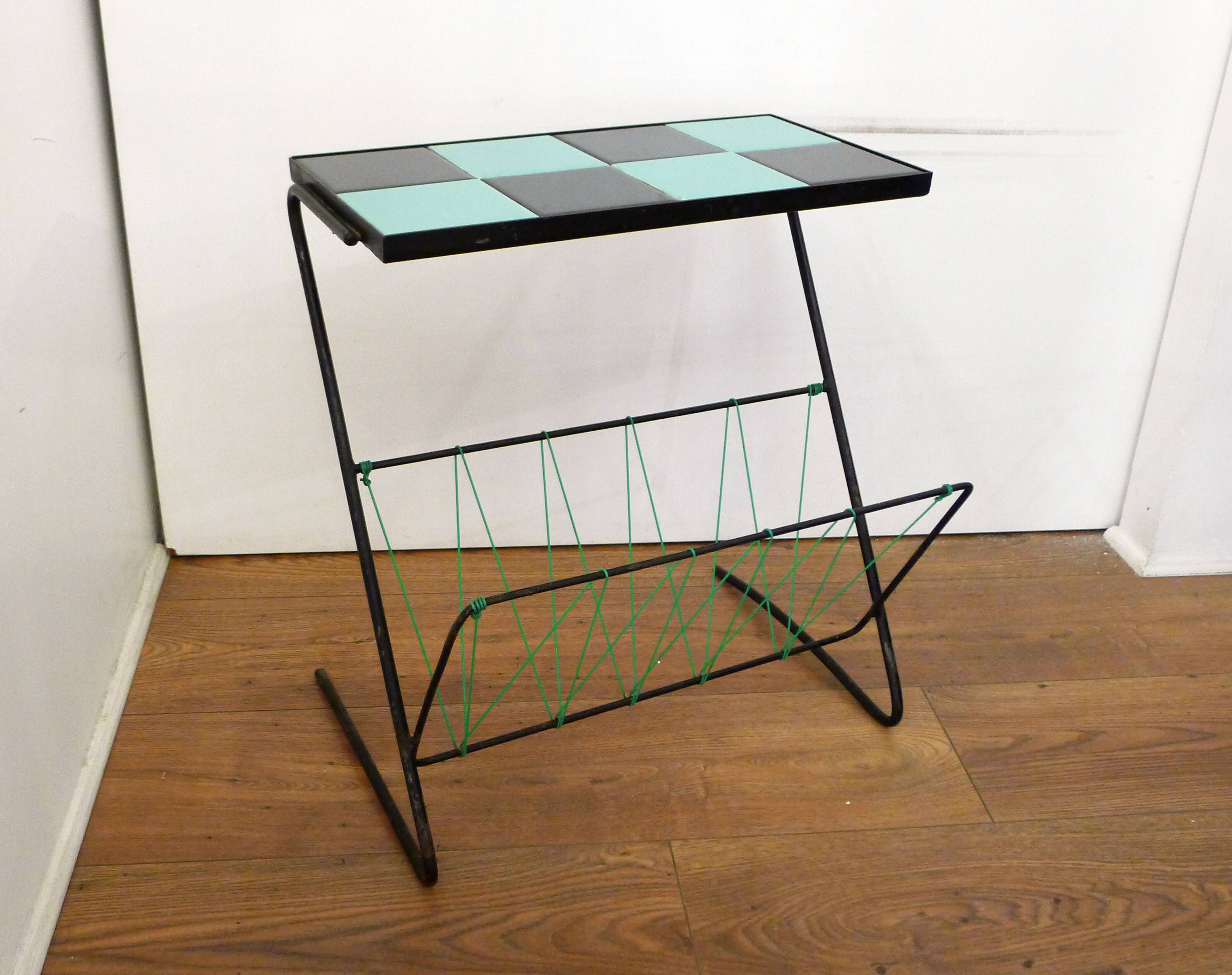 Damier magazine rack trolley