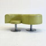 Yellow green space age bench with wavy design