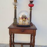 Antique 1900s Solid Oak Rustic Farmhouse Console Side Table
