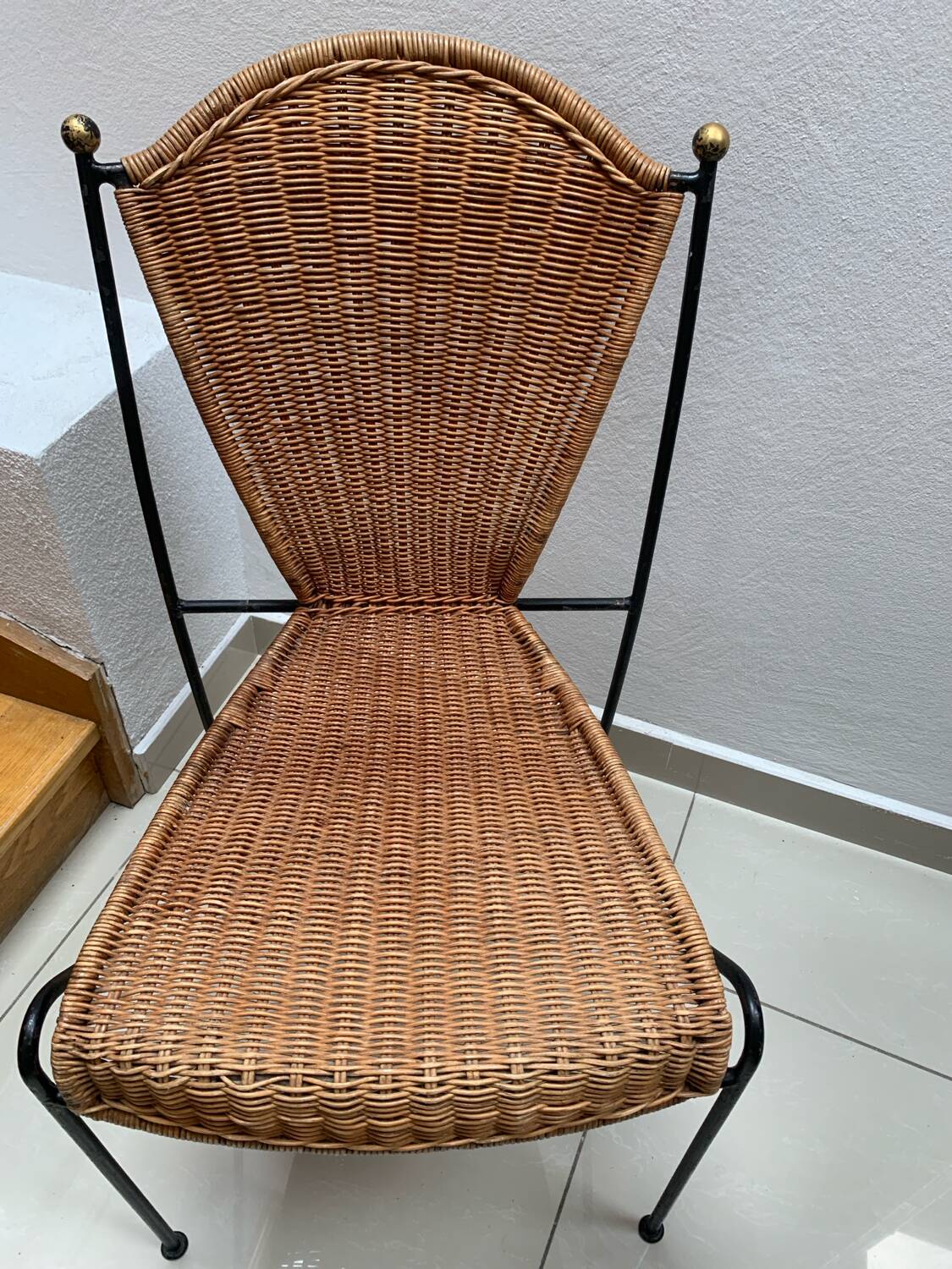 Metal and wicker chair