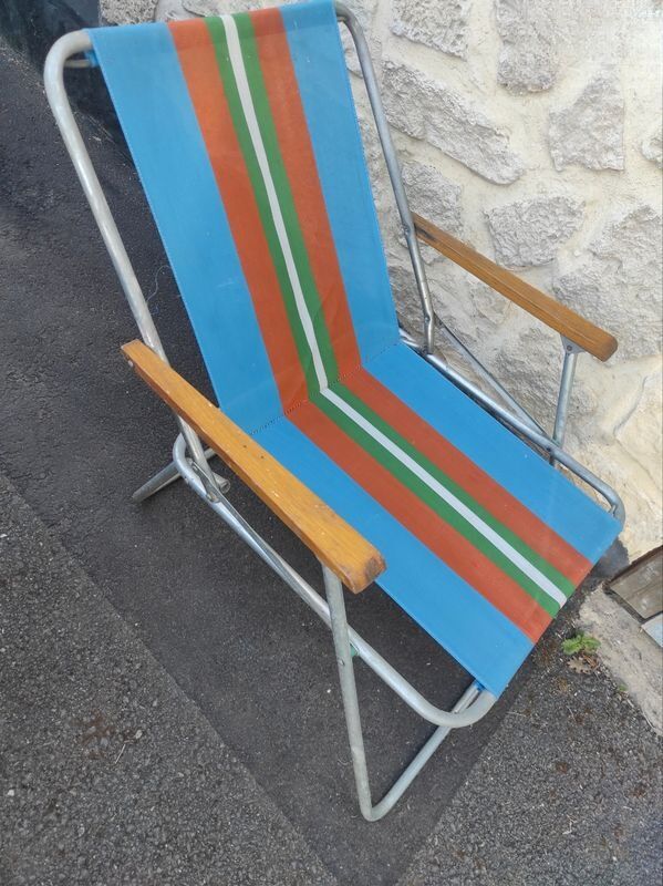 Chaise pliante de camping rétro vintage 1970