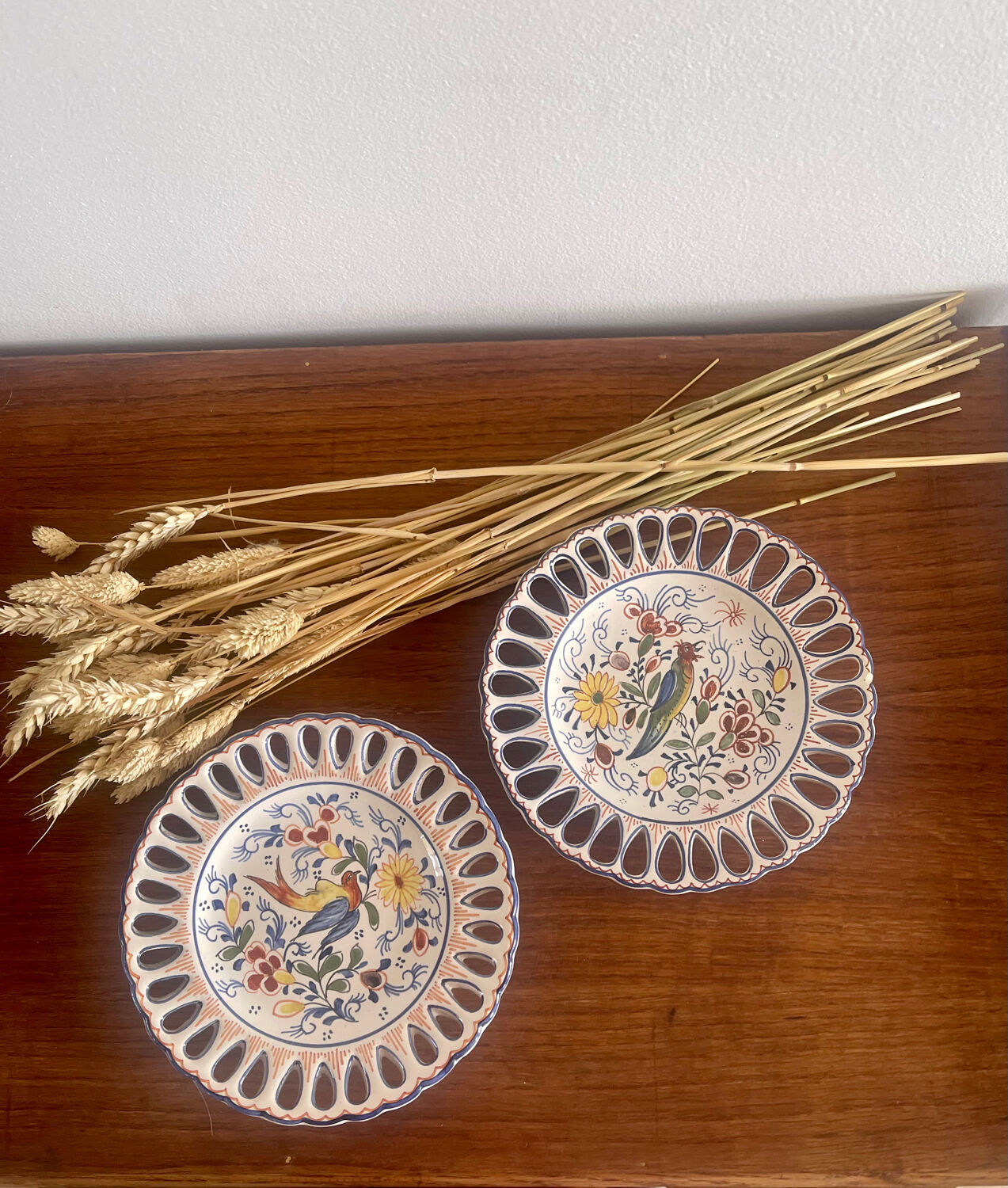 Pair of Rouen earthenware plates