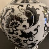 Pair of black and white ceramic vases