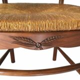Pair of straw and cherry armchairs