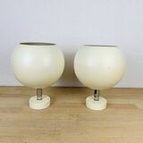 Pair of adjustable eyeball spotlights, space age style, 70s
