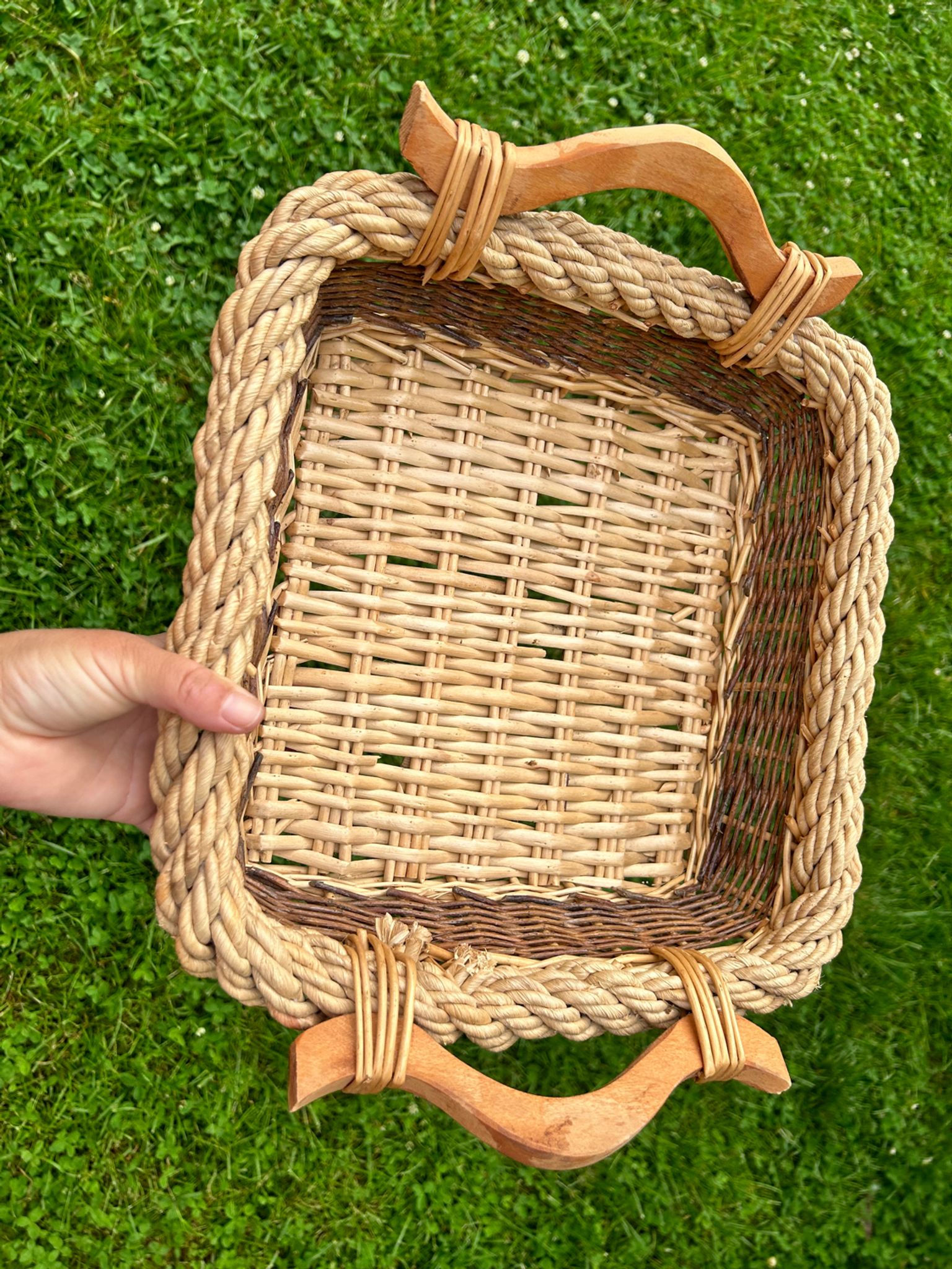 Panier osier toile de jute rectangulaire