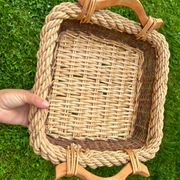 Panier osier toile de jute rectangulaire