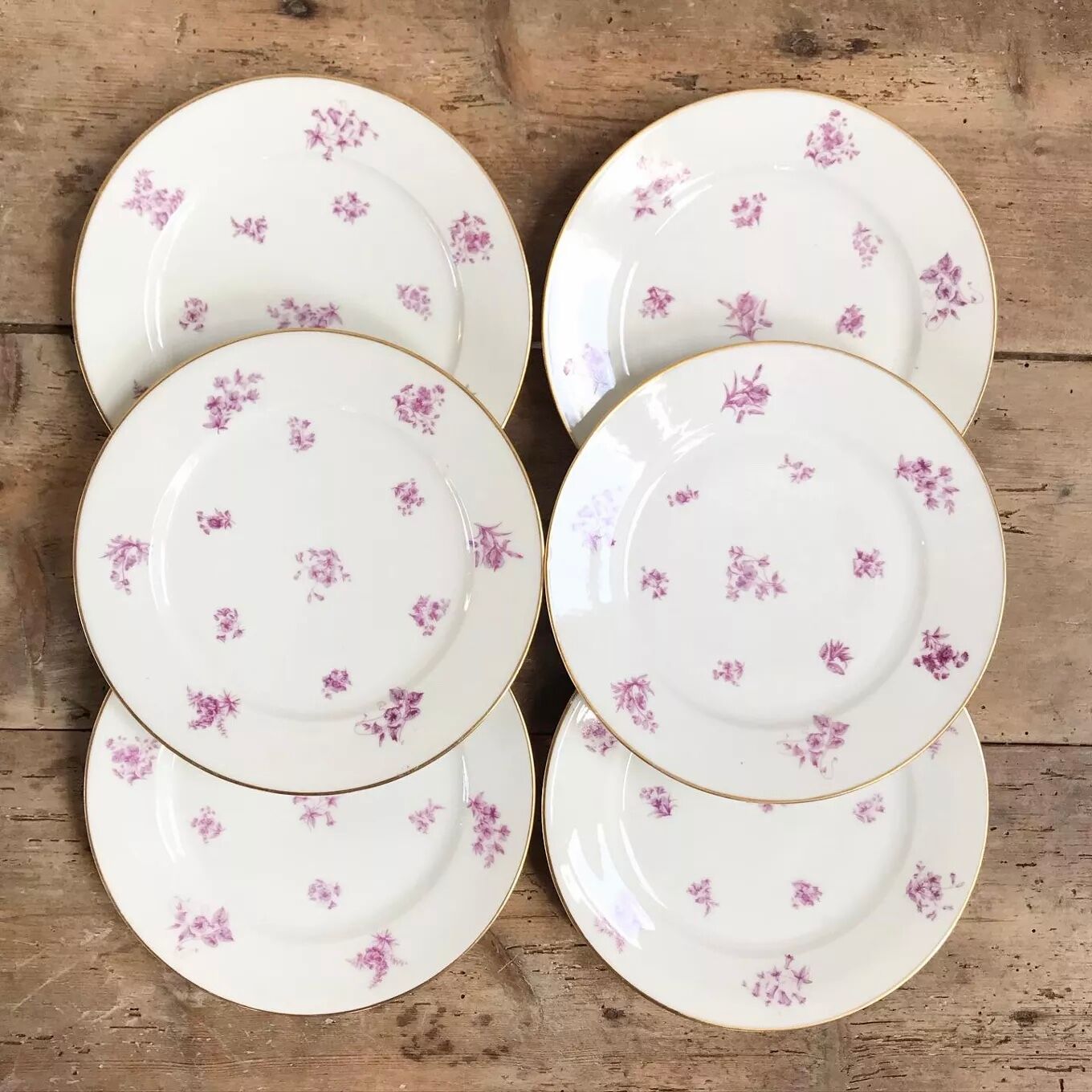 Set of 6 porcelain dessert plates