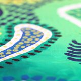 Modern abstract green, yellow, blue and white mixed media painting