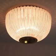 Large striped glass ceiling lamp in brass, Limburg, Germany, 1970s.