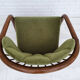 Fauteuil danois, rotin, velours, années 70