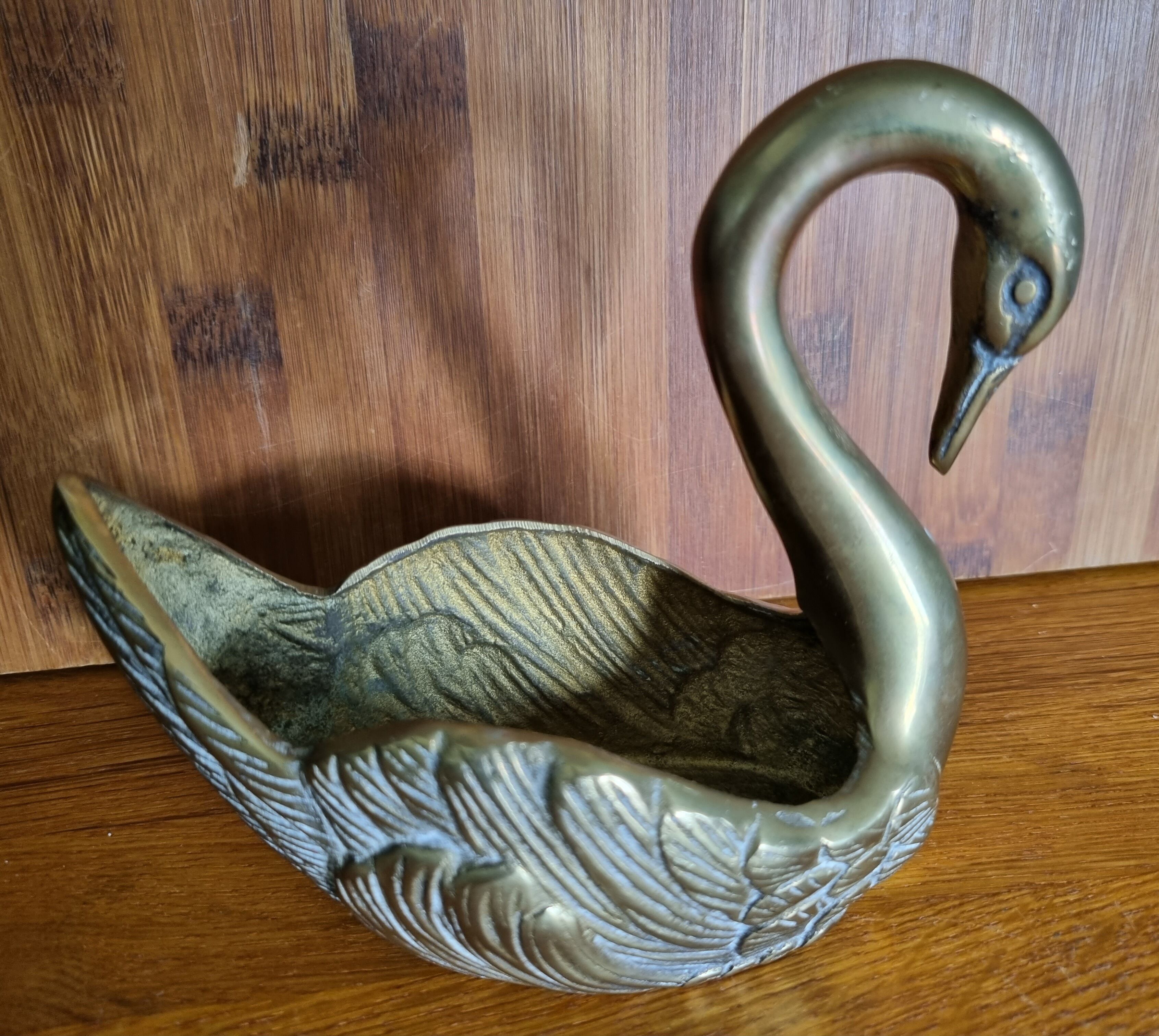 Vide-poches vintage cygne en laiton