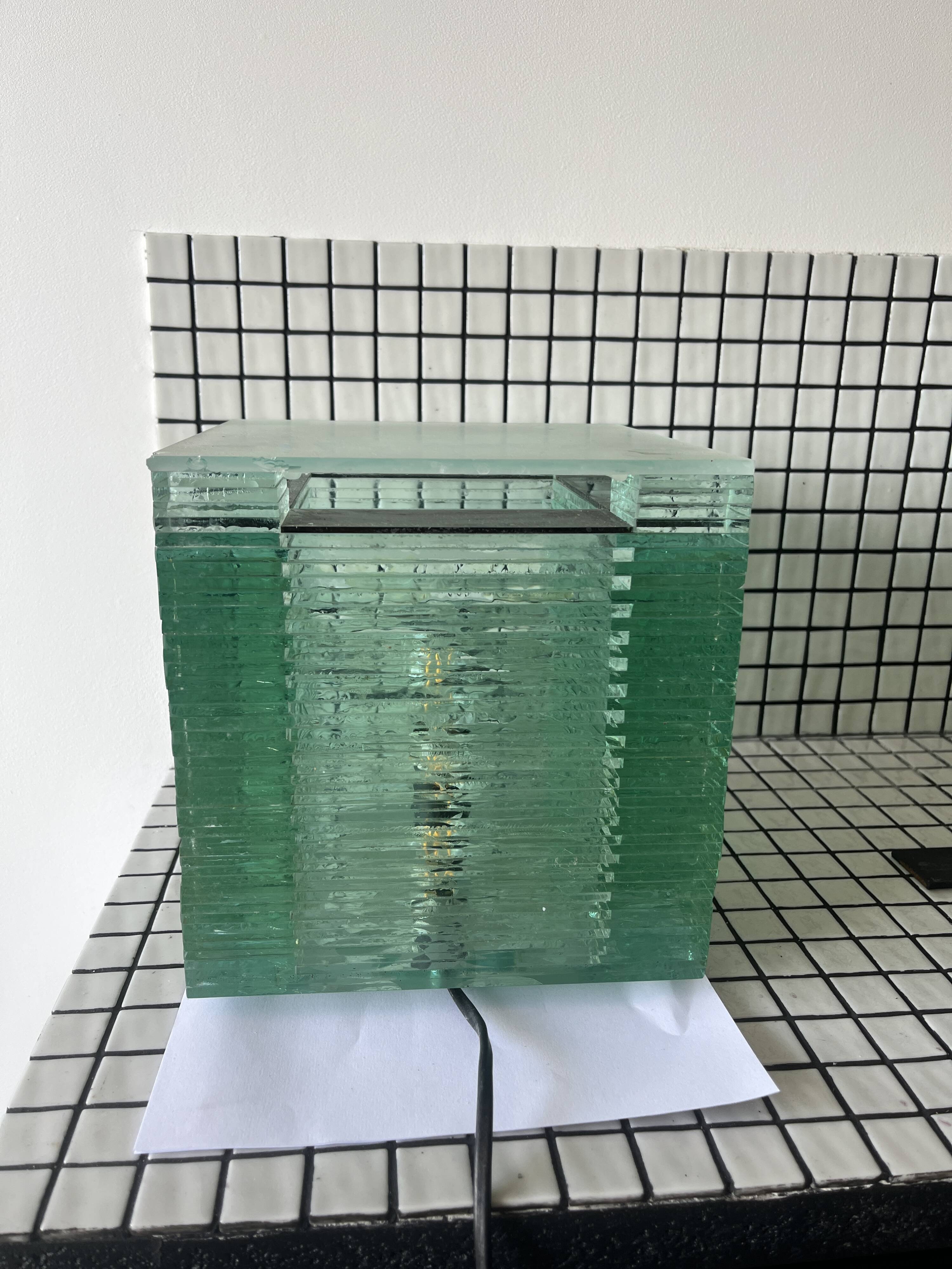 Stacked solid glass lamp