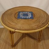 Rattan coffee table attributed Audoux Minnet