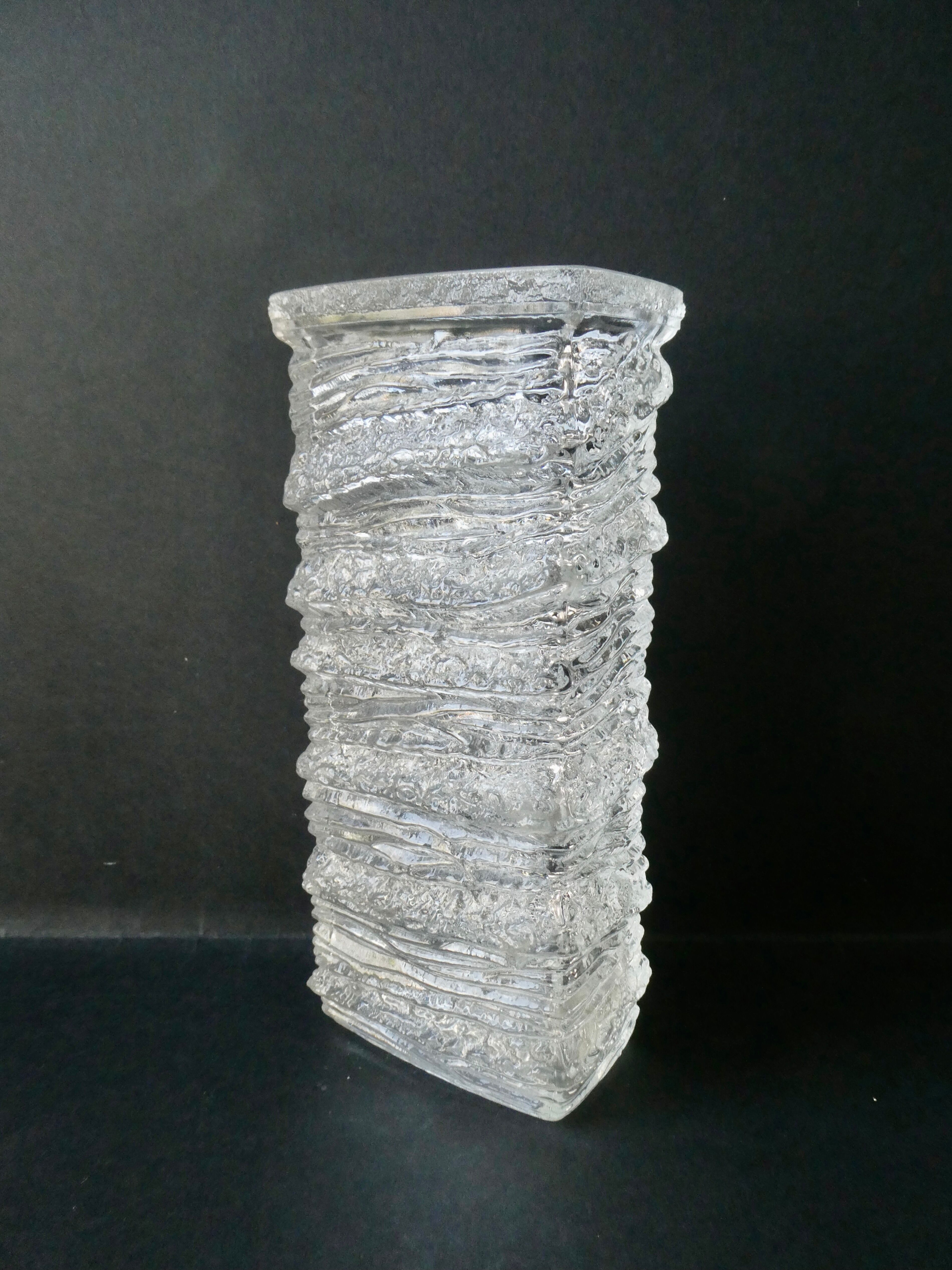 Frosted effect glass vase from the 70s