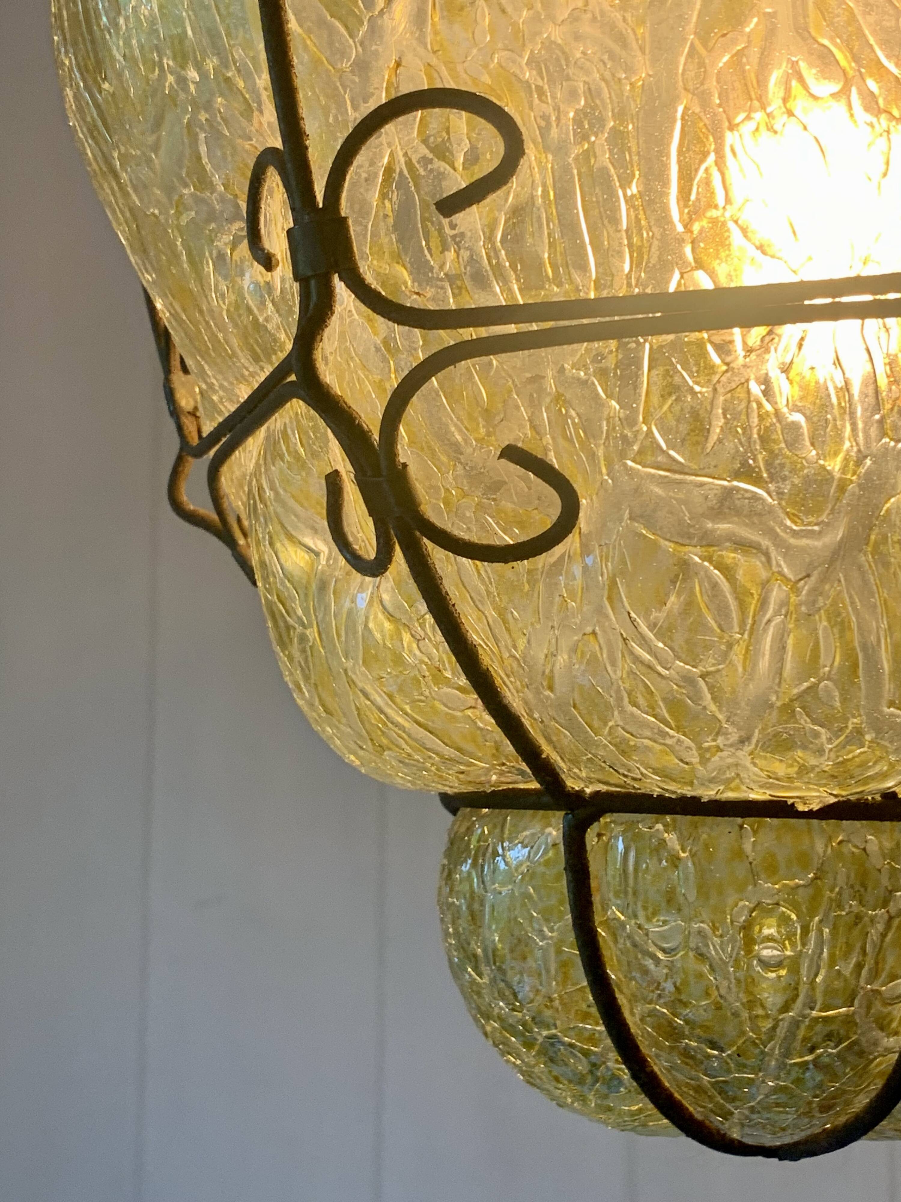 Large Venetian cage lantern in murano glass