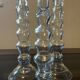 Trio of designer blown glass candle holders