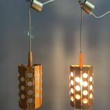 Set of 2 wood hang lamps 1970s
