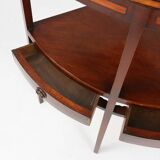 Elegant antique corner cabinet with wood inlay and 2 drawers, France ca. 1850