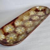 Enamelled terracotta dish decorated with vintage flowers, 40 cm