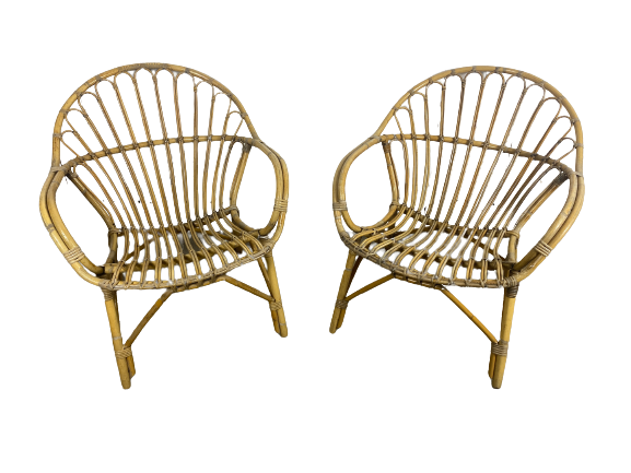 Paire de fauteuils rotin