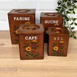 Set of 4 wooden spice jars