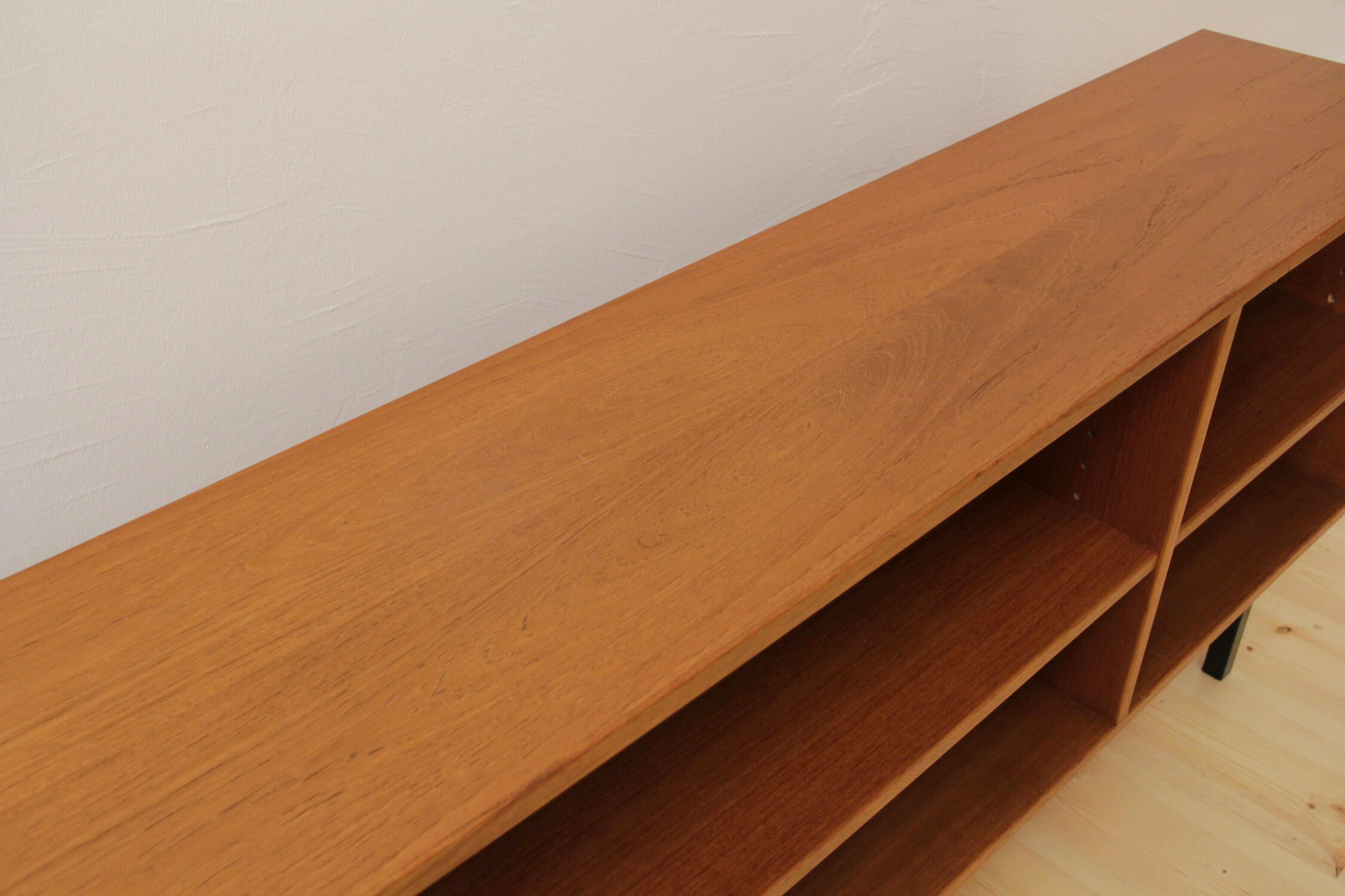 Danish teak media record folder sideboard