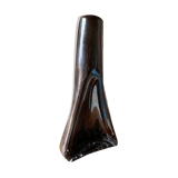 Vase céramique émaillé noir forme libre