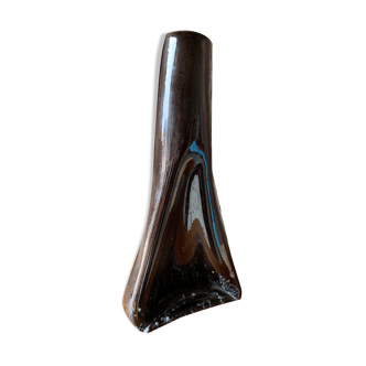 Free-form black glazed ceramic vase