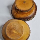 Set of two vacuum pockets made of ash wood turned