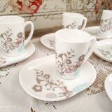 Set of 6 ARC FRANCE espresso coffee cups and undercups with location for sweets