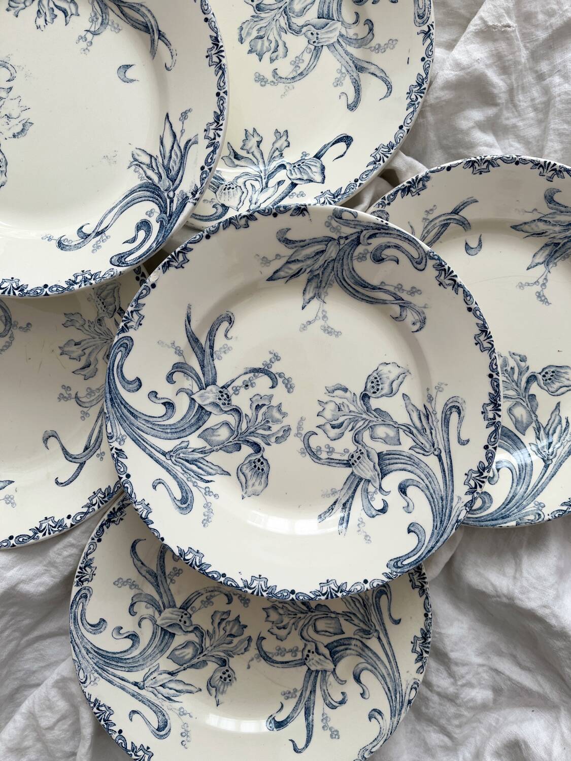 6 “Iris” Clairefontaine ironstone dessert plates