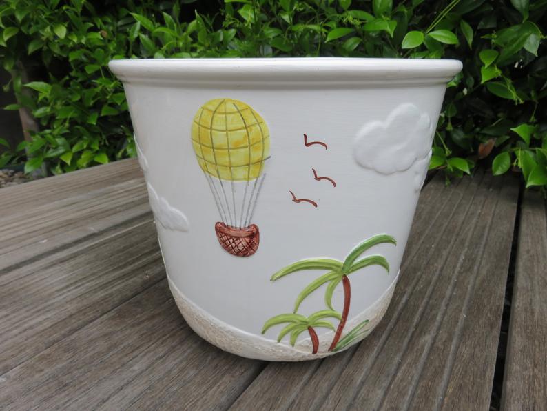 Flower pot "palm" ceramic Bassano Italy 60 70 years