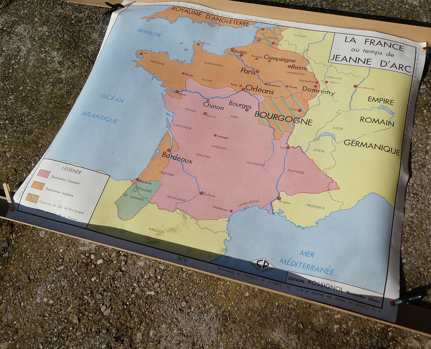 Rossignol school poster historic map No.9 - 10 Jeanne D'Arc and Louis XI
