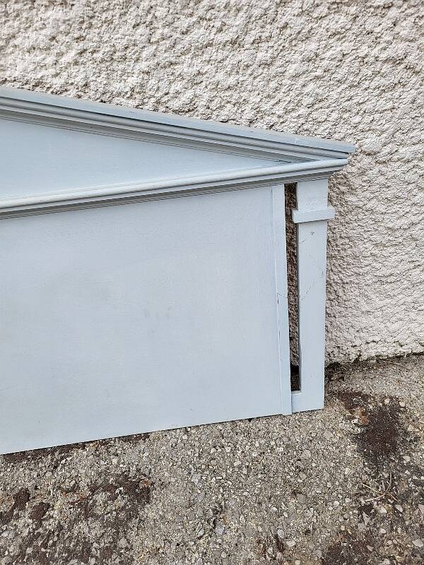 HEADBOARD IN WOOD PAINTED GREY, RECENT HANDMADE MANUFACTURE