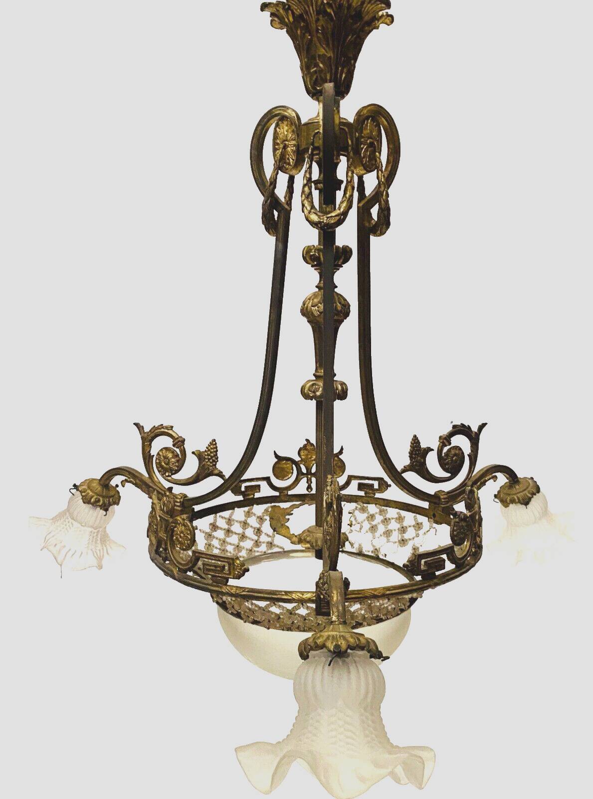 Louis XV style chandelier in bronze and frosted glass 20th century